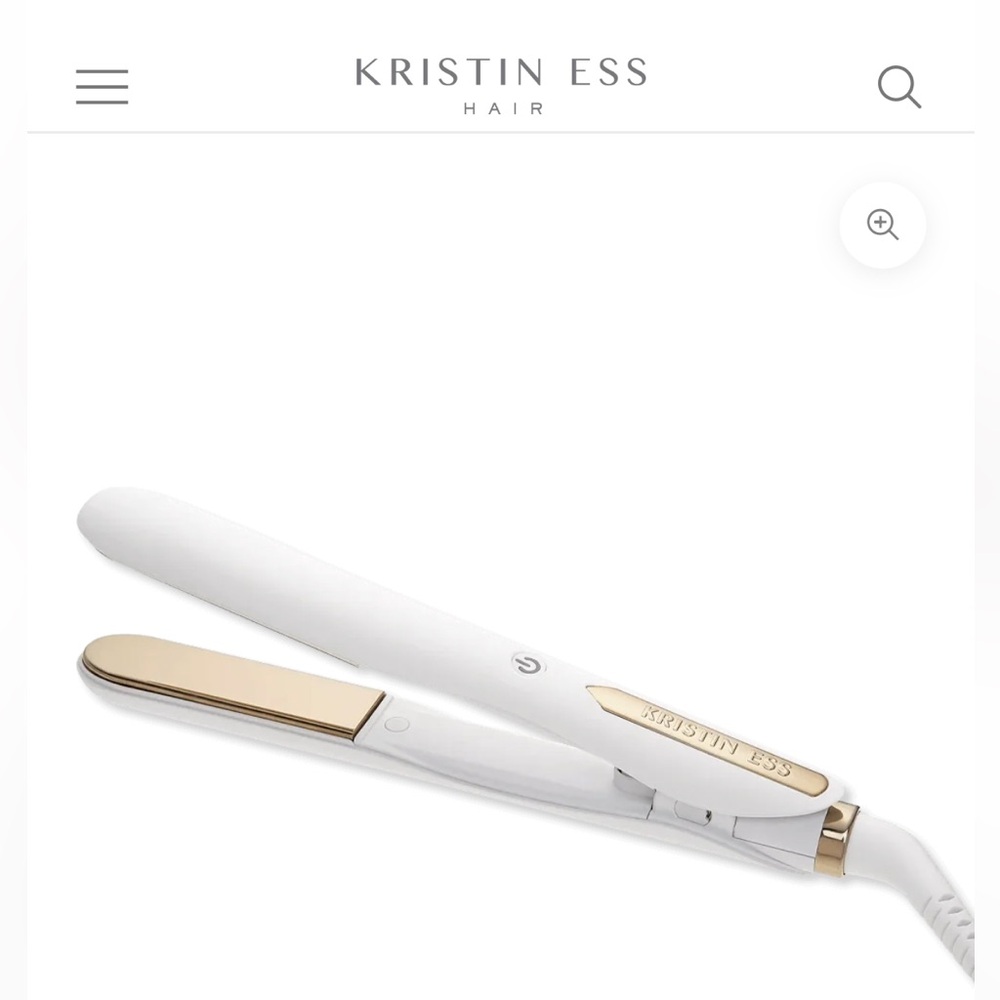 White Ceramic Hair Straightener Iron with Gold Accent - Women Hair Tool